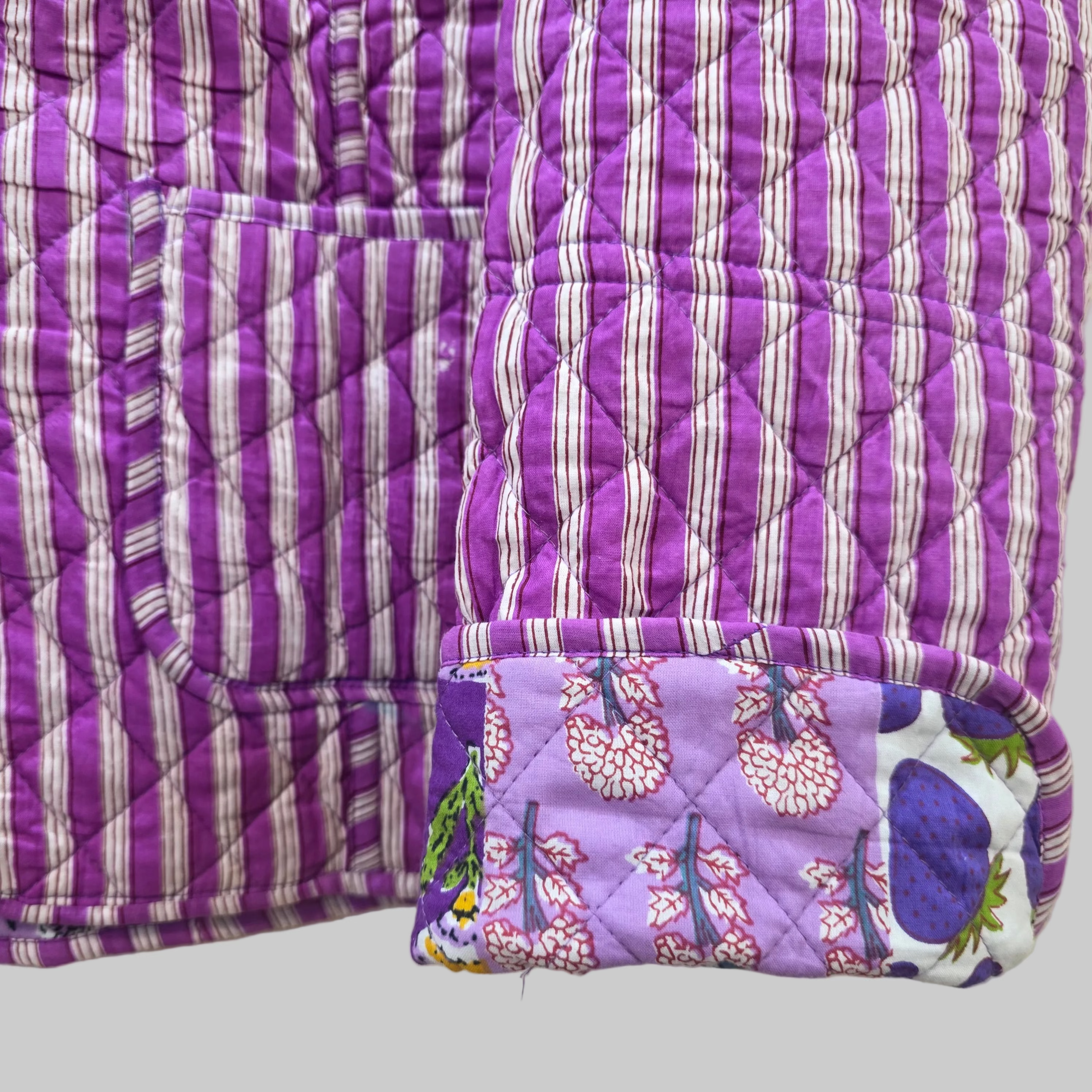Handblock printed reversible jacket