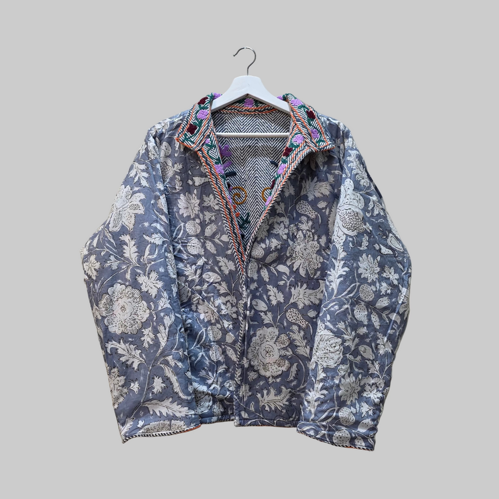 Flower thick Jute Suzani jacket