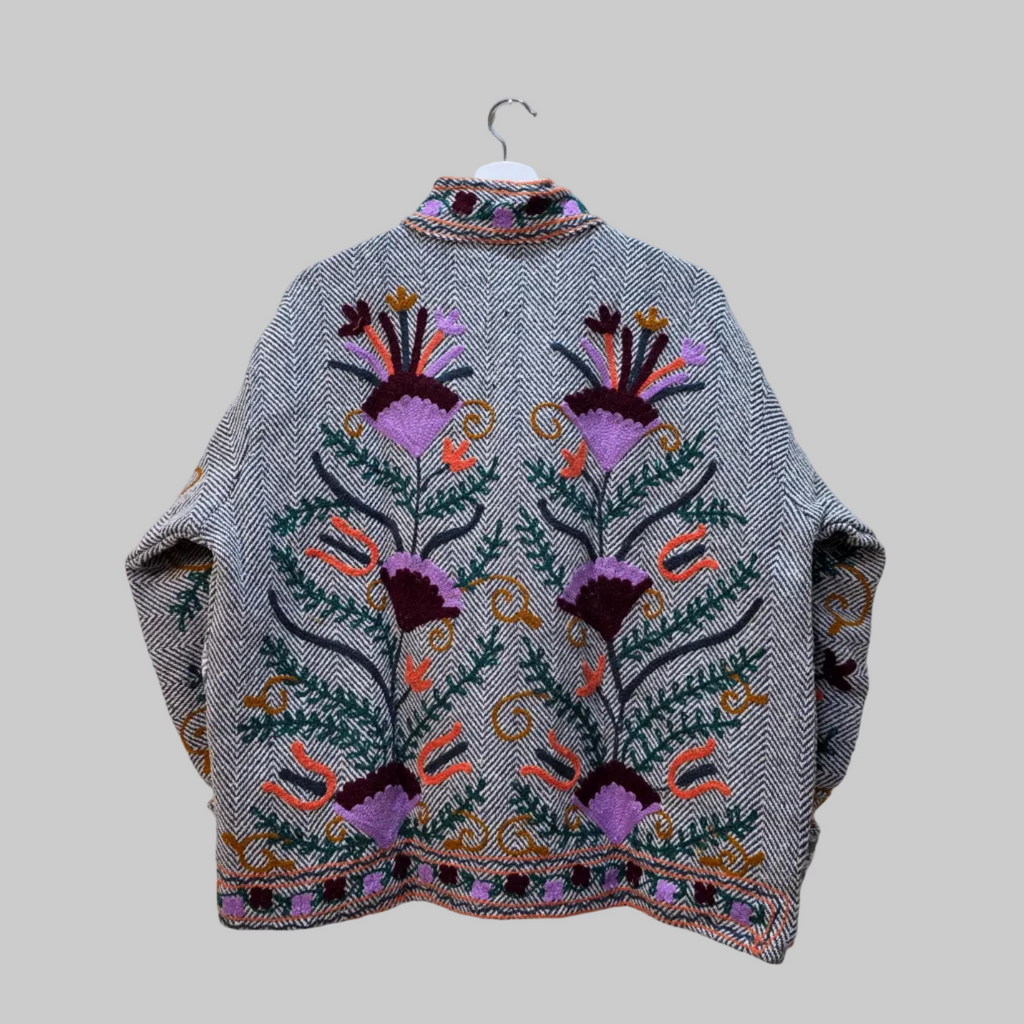 Flower thick Jute Suzani jacket