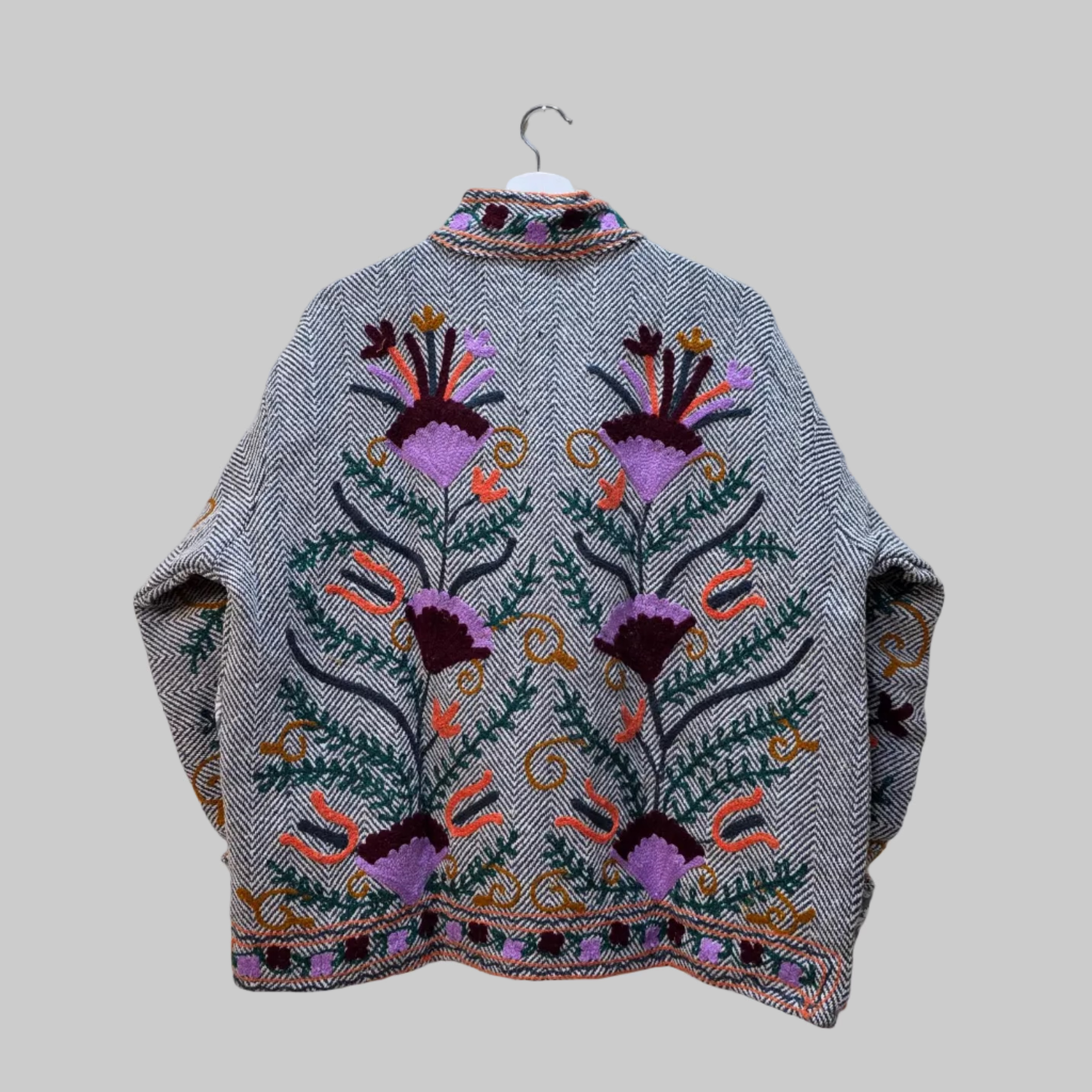 Flower thick Jute Suzani jacket
