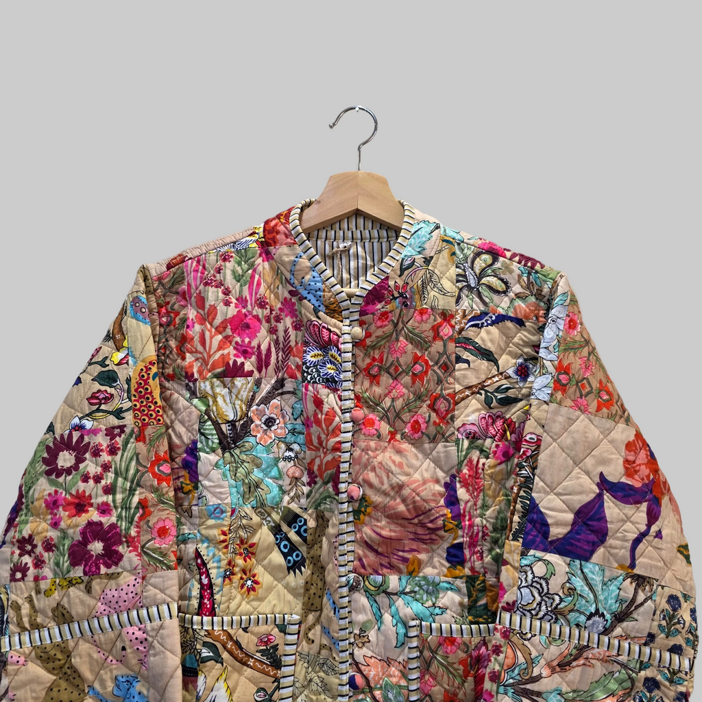 Handblock printed reversible jacket