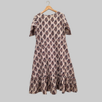 Handblock (Bagru print) Cotton frill dress