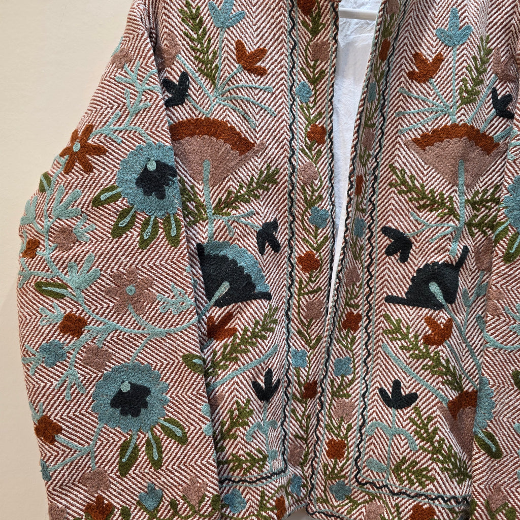 Flower thick Jute Suzani jacket