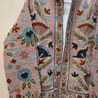 Flower thick Jute Suzani jacket