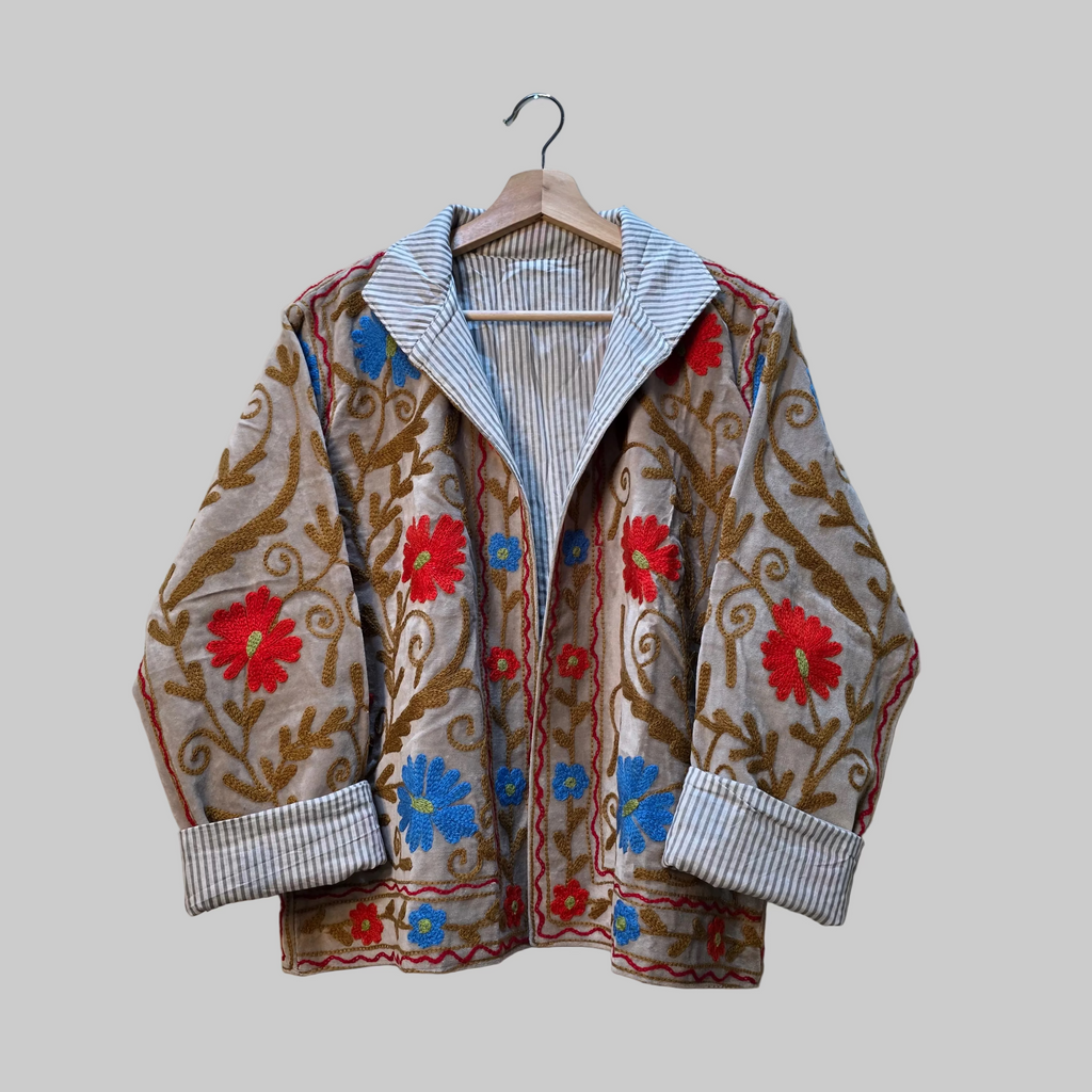 Summer Flower Velvet Suzani jacket