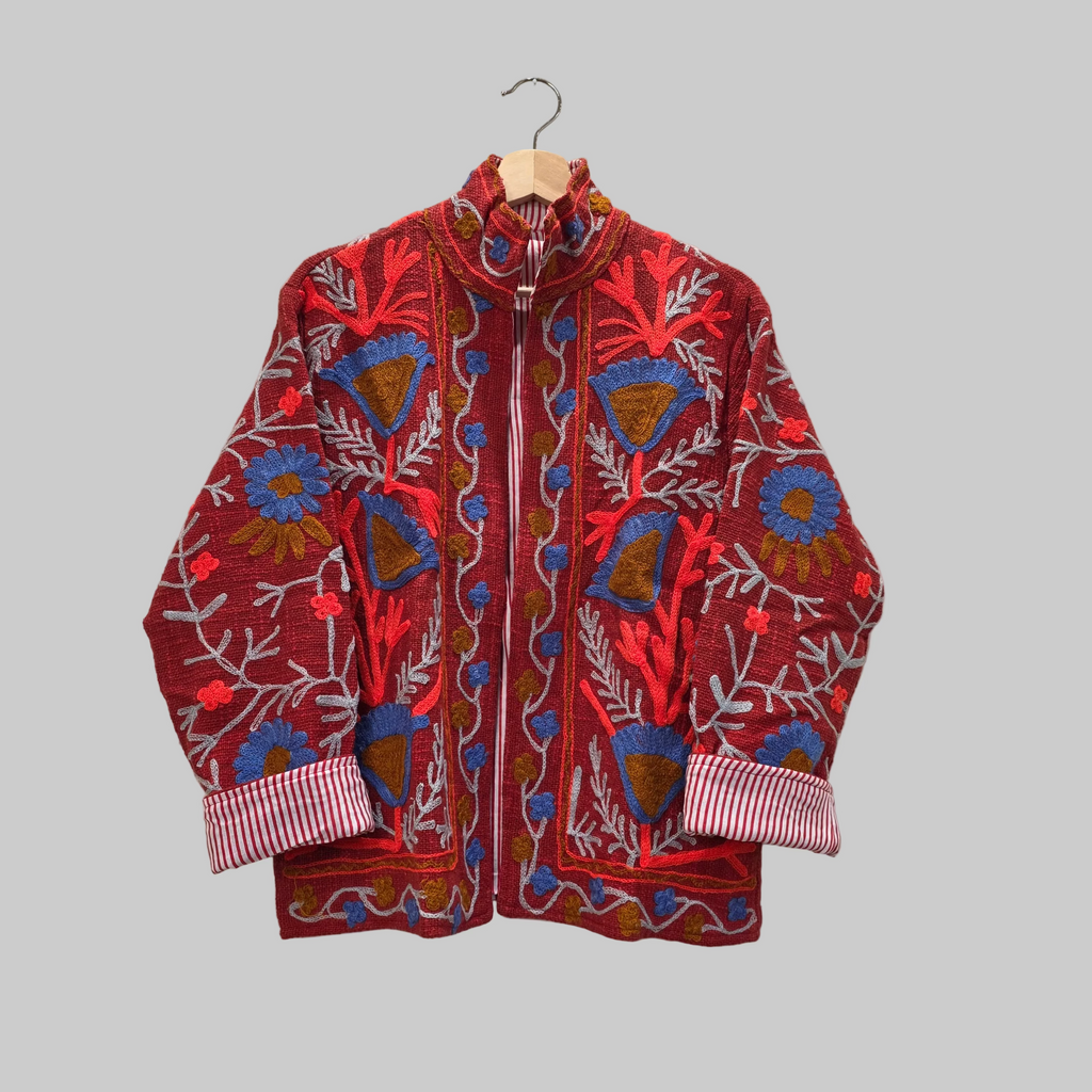 Flower Jute Suzani jacket