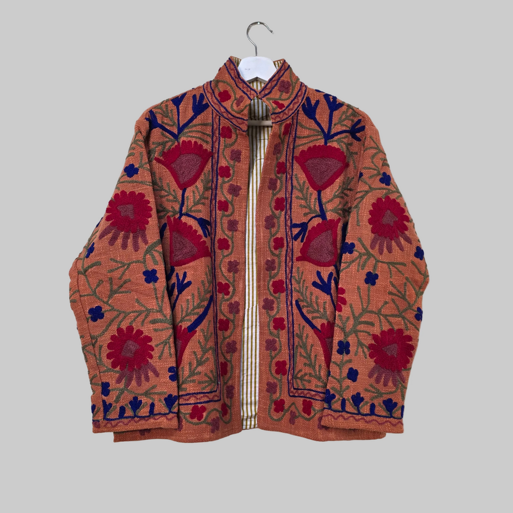 Flower Jute Suzani jacket