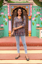 Cotton handblock(Bagru print) peplum top