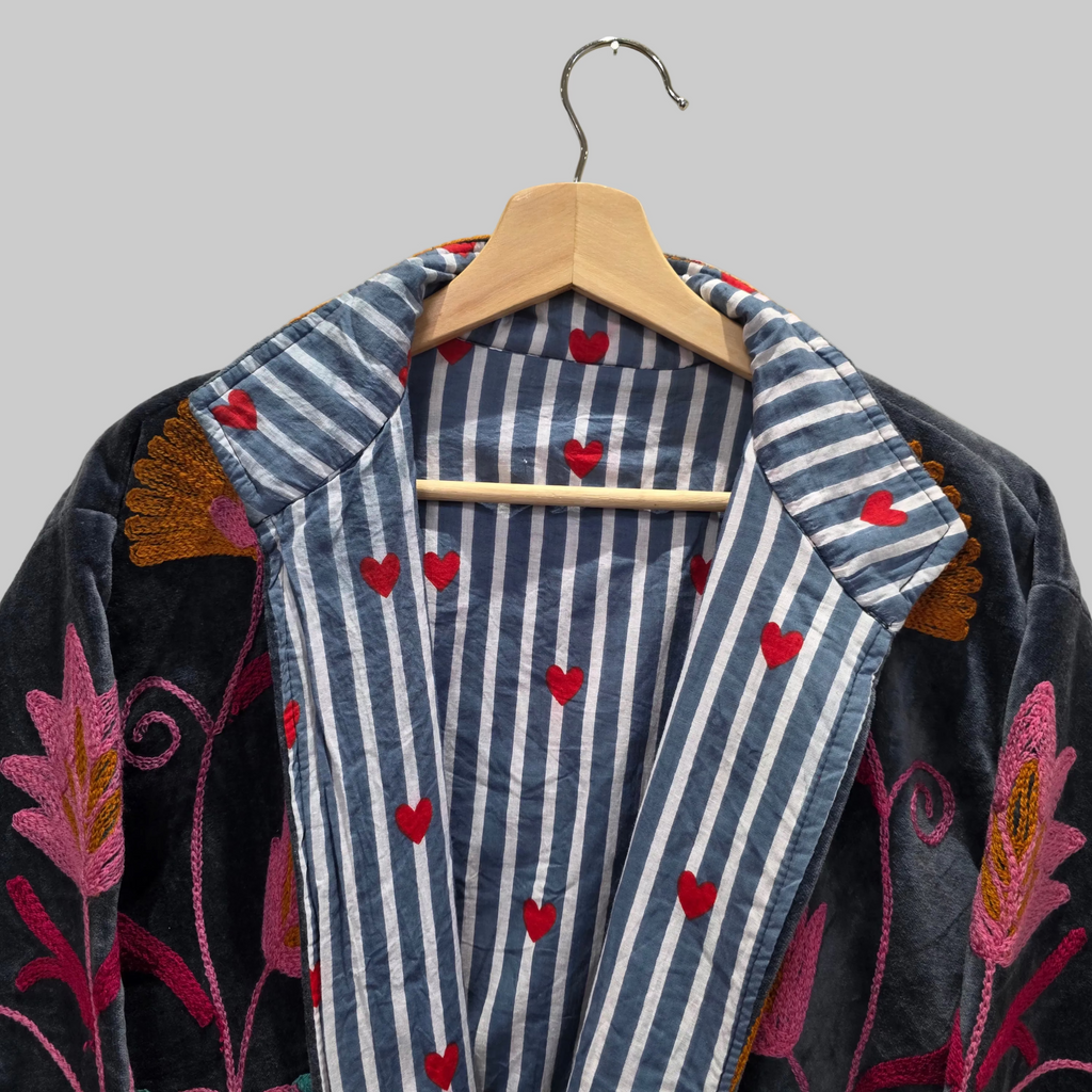 Wine n flowers Velvet Suzani jacket