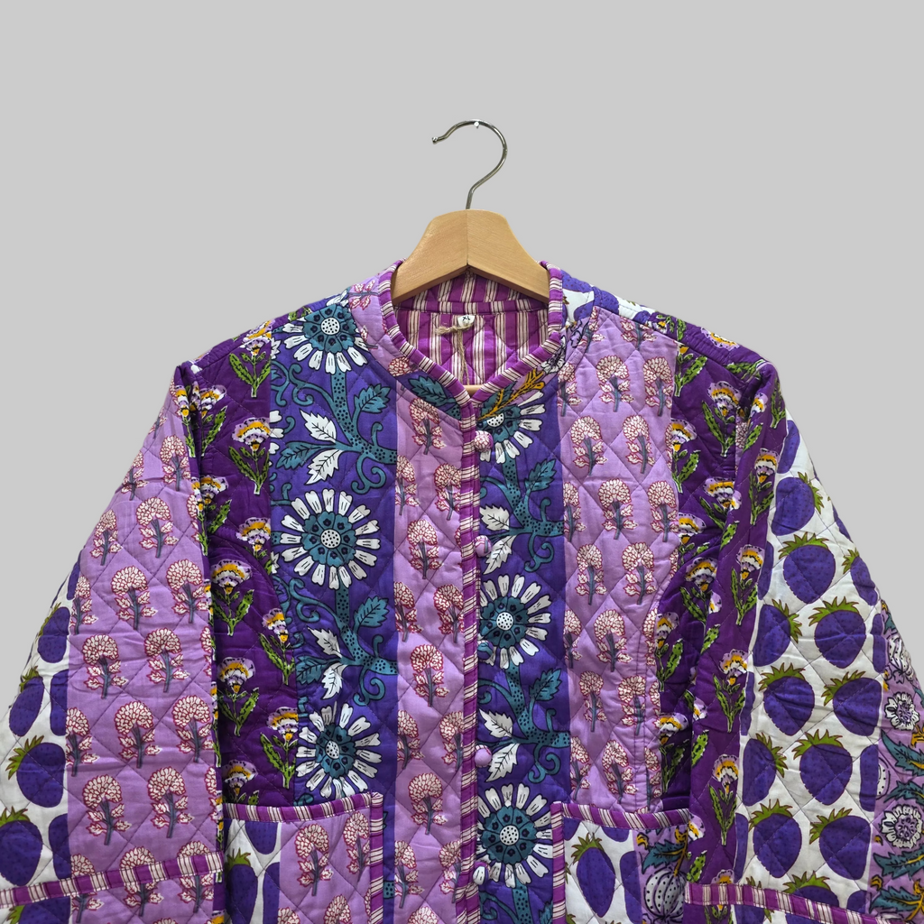 Handblock printed reversible jacket