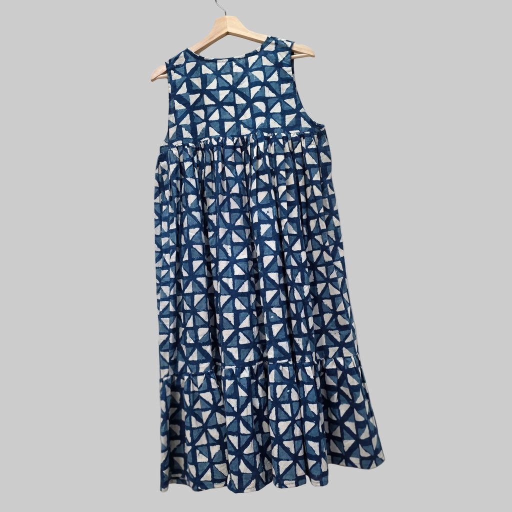 Handblock printed peplum dress