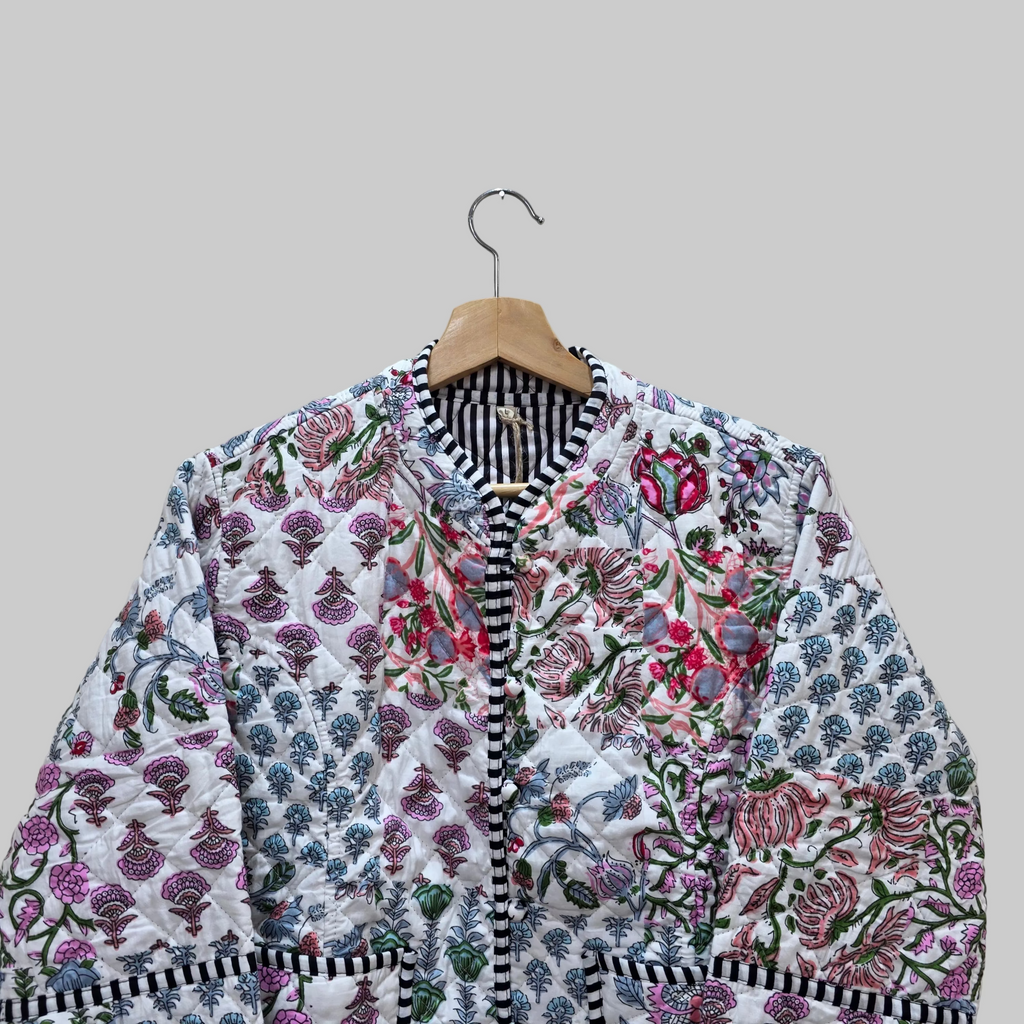 Handblock printed reversible jacket