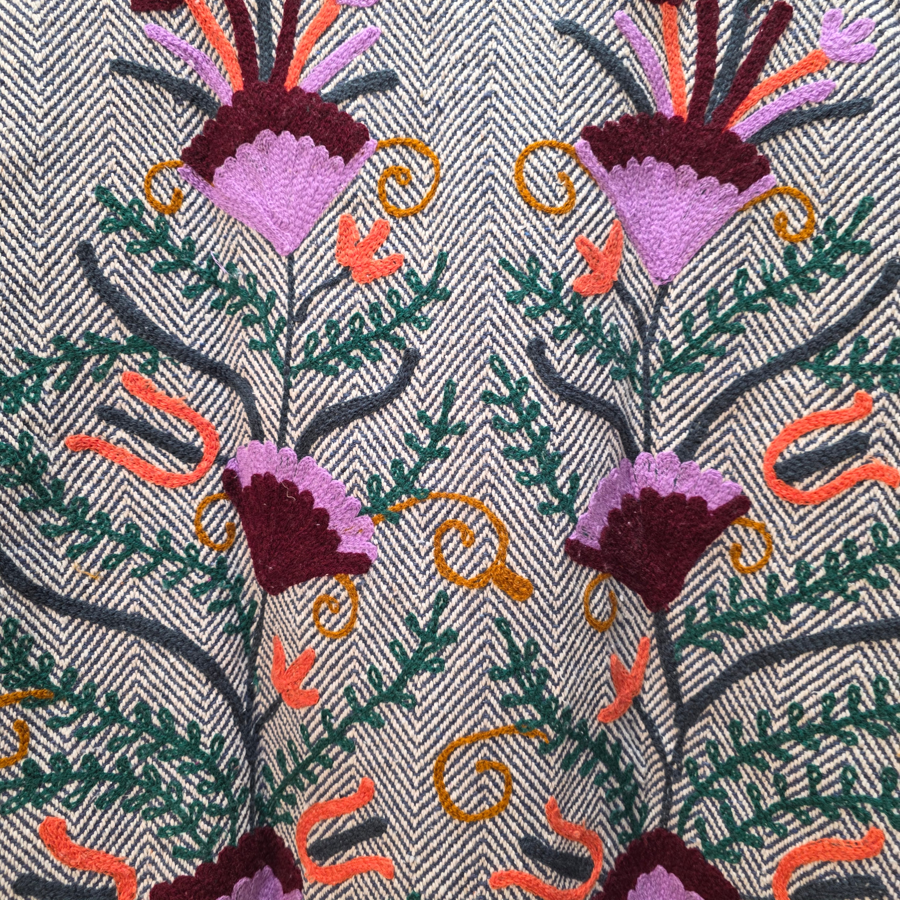 Flower thick Jute Suzani jacket