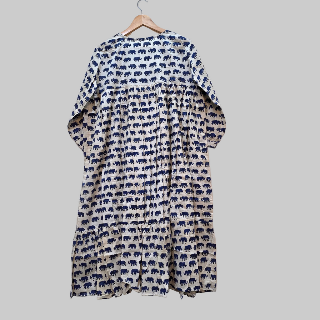 Handblock (Bagru print) Cotton Peplum dress