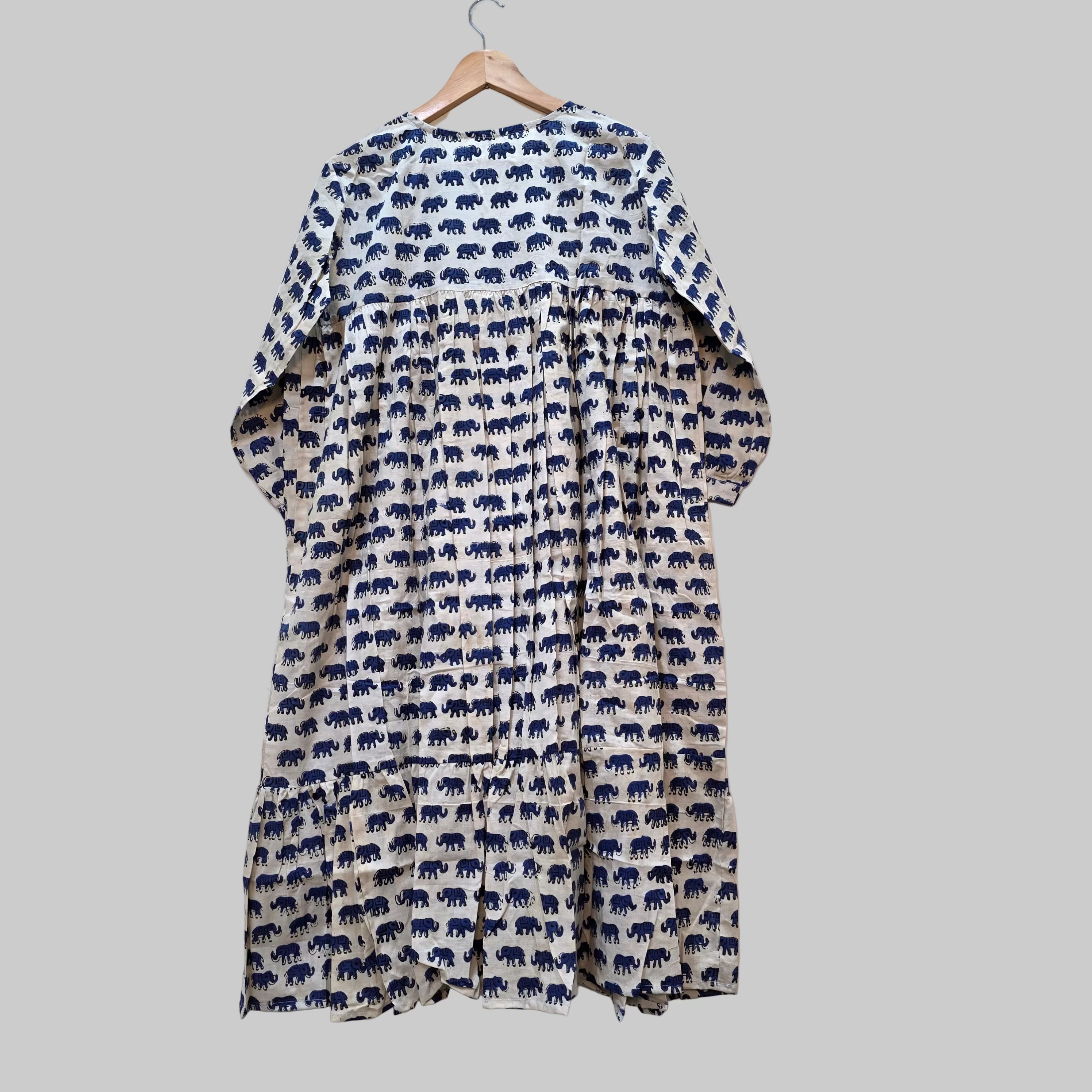 Handblock (Bagru print) Cotton Peplum dress