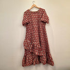 Handblock (Bagru print) Cotton frill dress