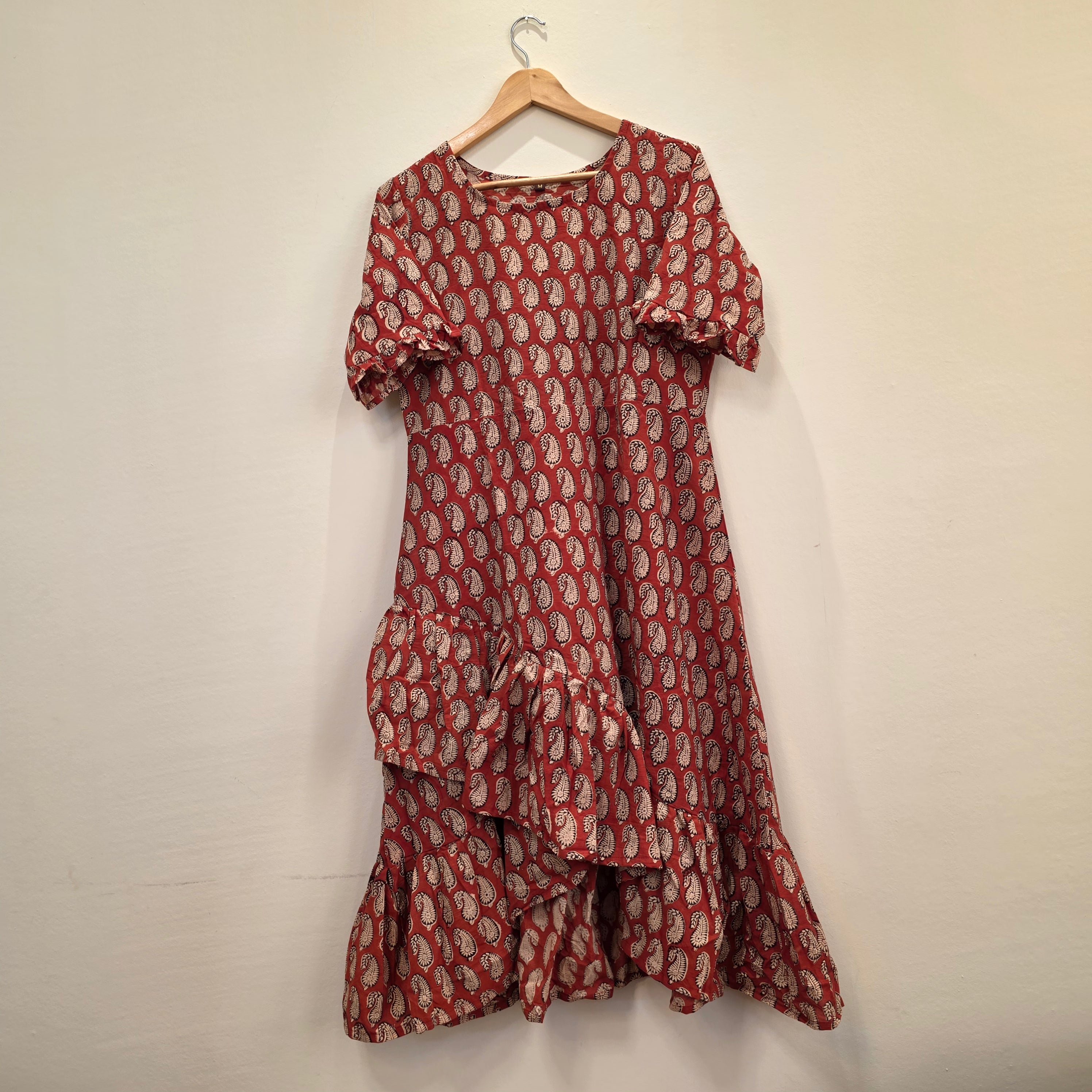 Handblock (Bagru print) Cotton frill dress