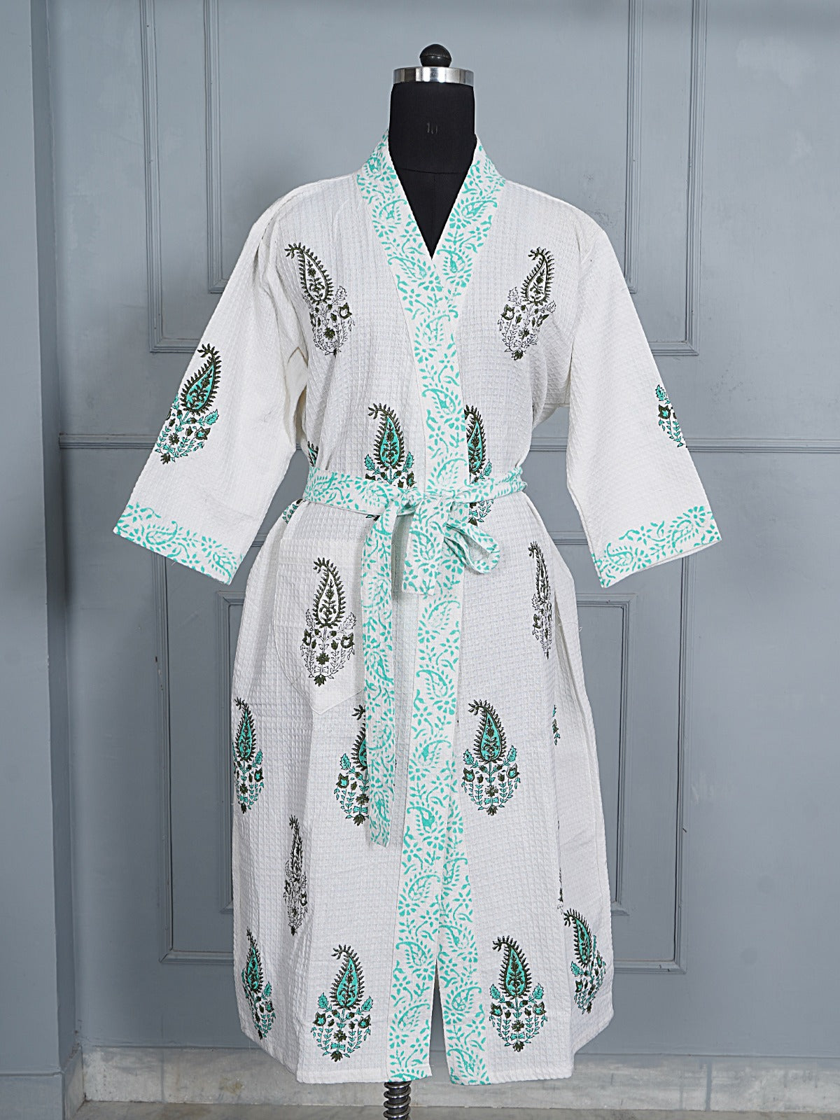 Handblock printed Bathrobe