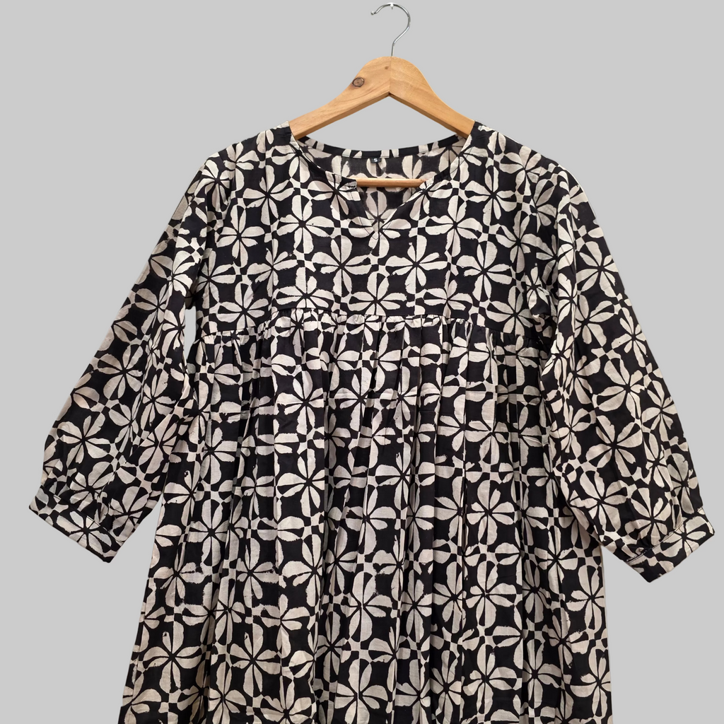 Handblock (Bagru print) Cotton Peplum dress