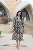 Handblock (Bagru print) Cotton Peplum dress