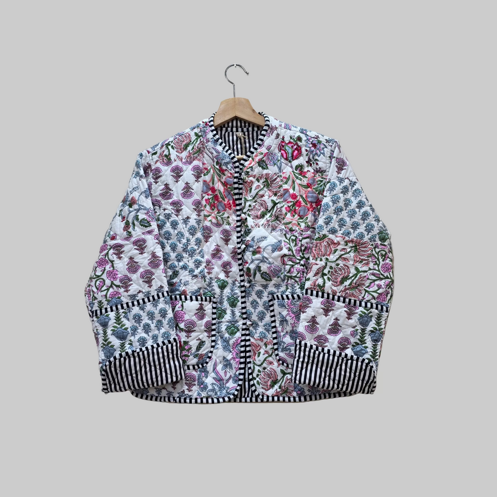 Handblock printed reversible jacket