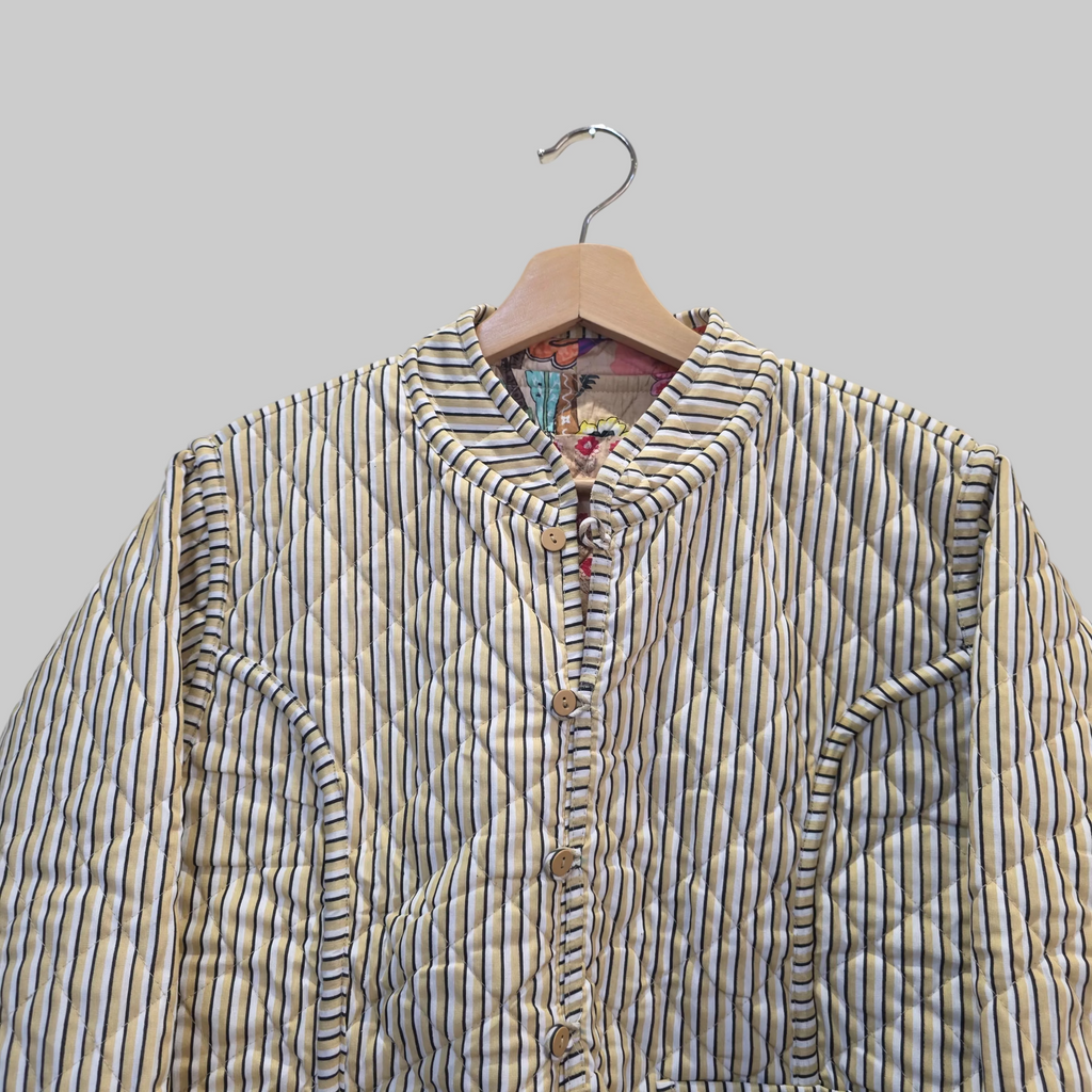 Handblock printed reversible jacket