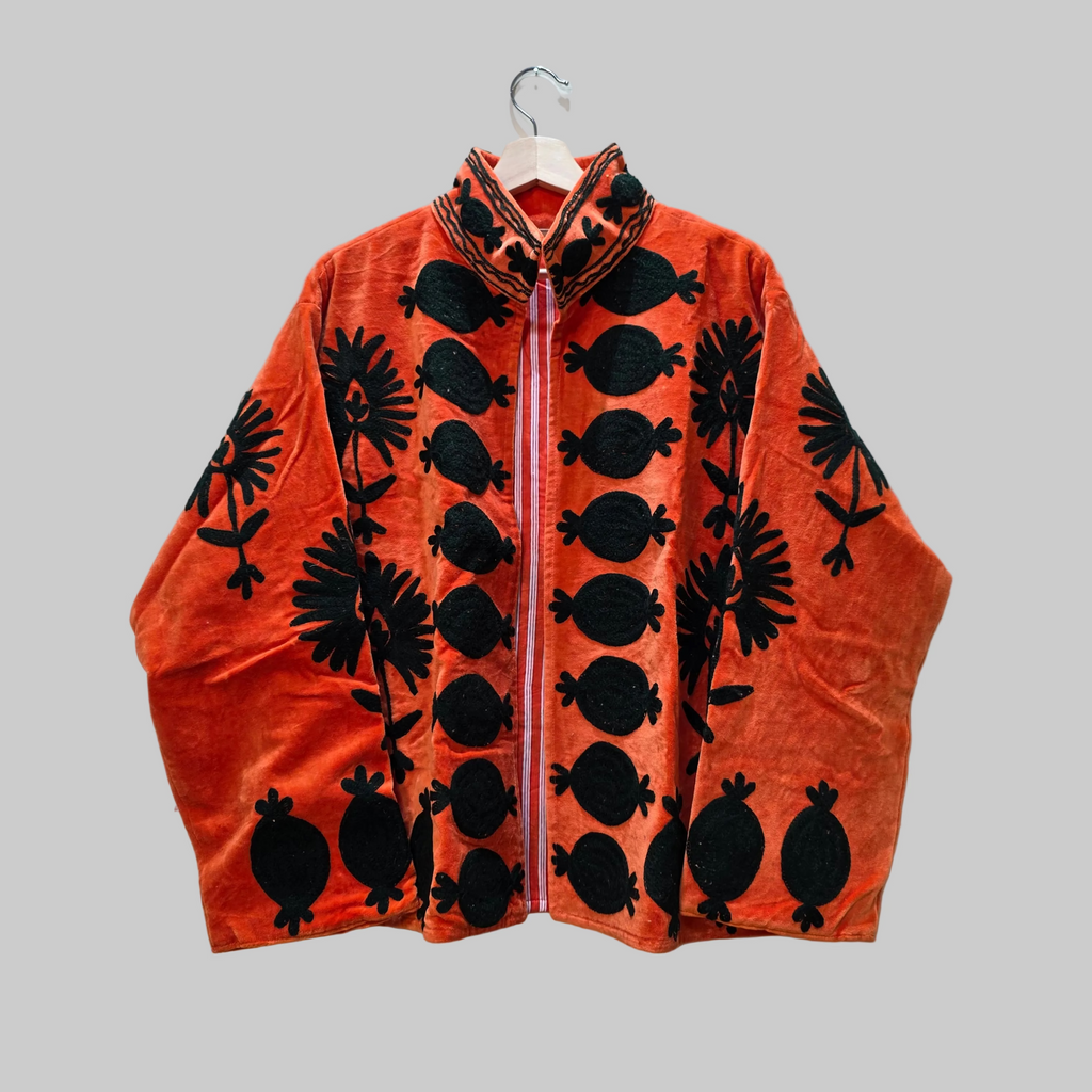 Dancing Birds Velvet Suzani jacket