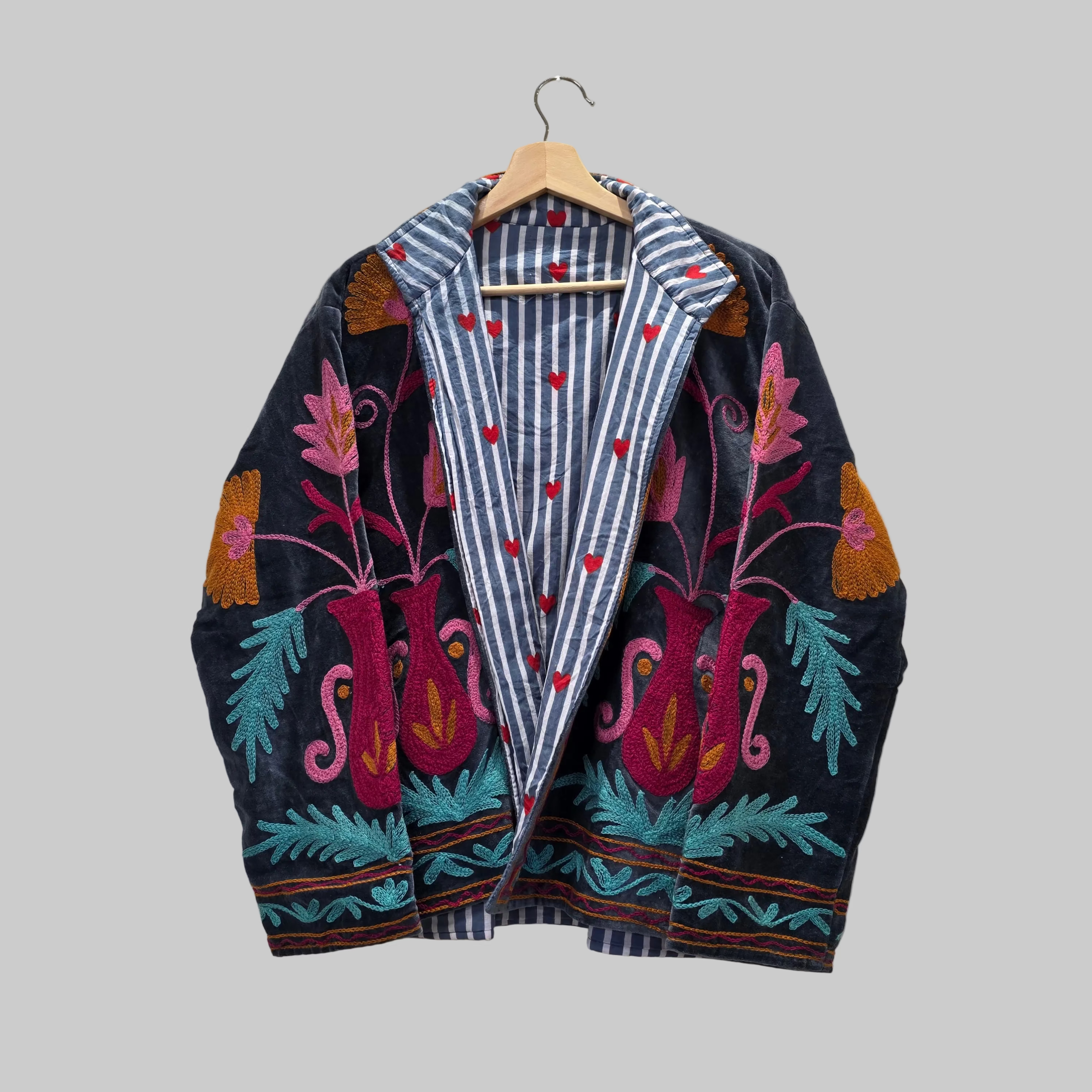 Wine n flowers Velvet Suzani jacket