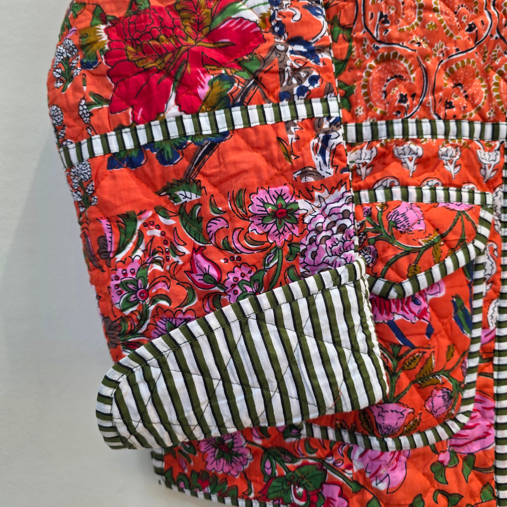 Handblock printed reversible jacket