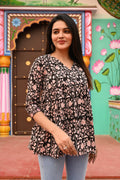 Cotton handblock(Bagru print) peplum top