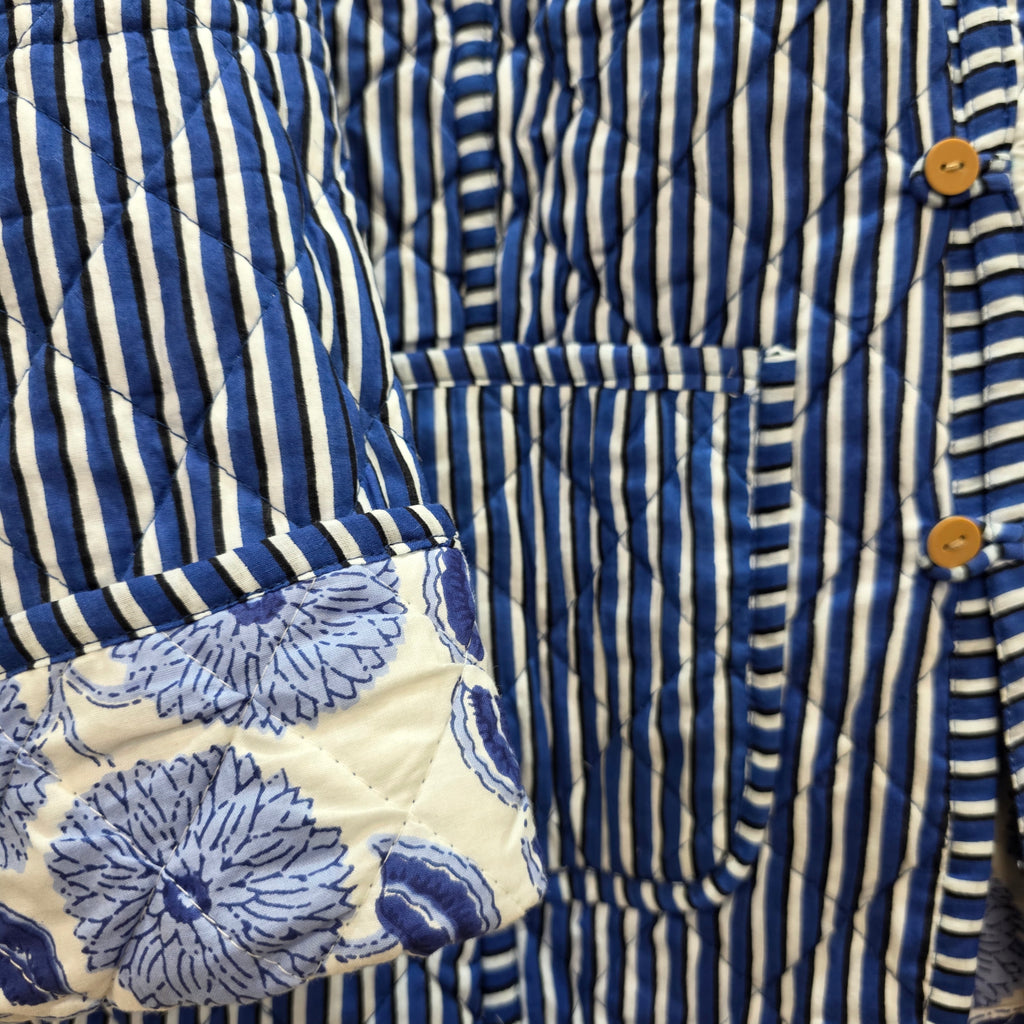 Handblock printed reversible jacket