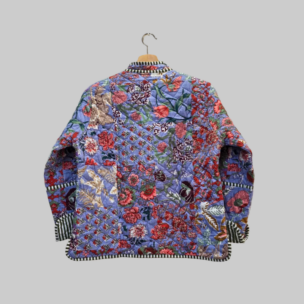 Handblock printed reversible jacket