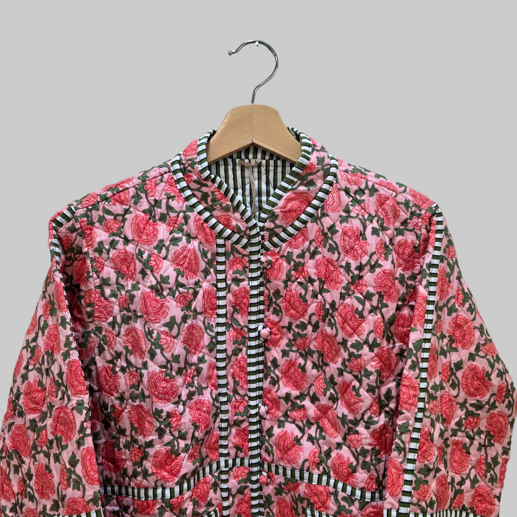 Handblock printed reversible jacket