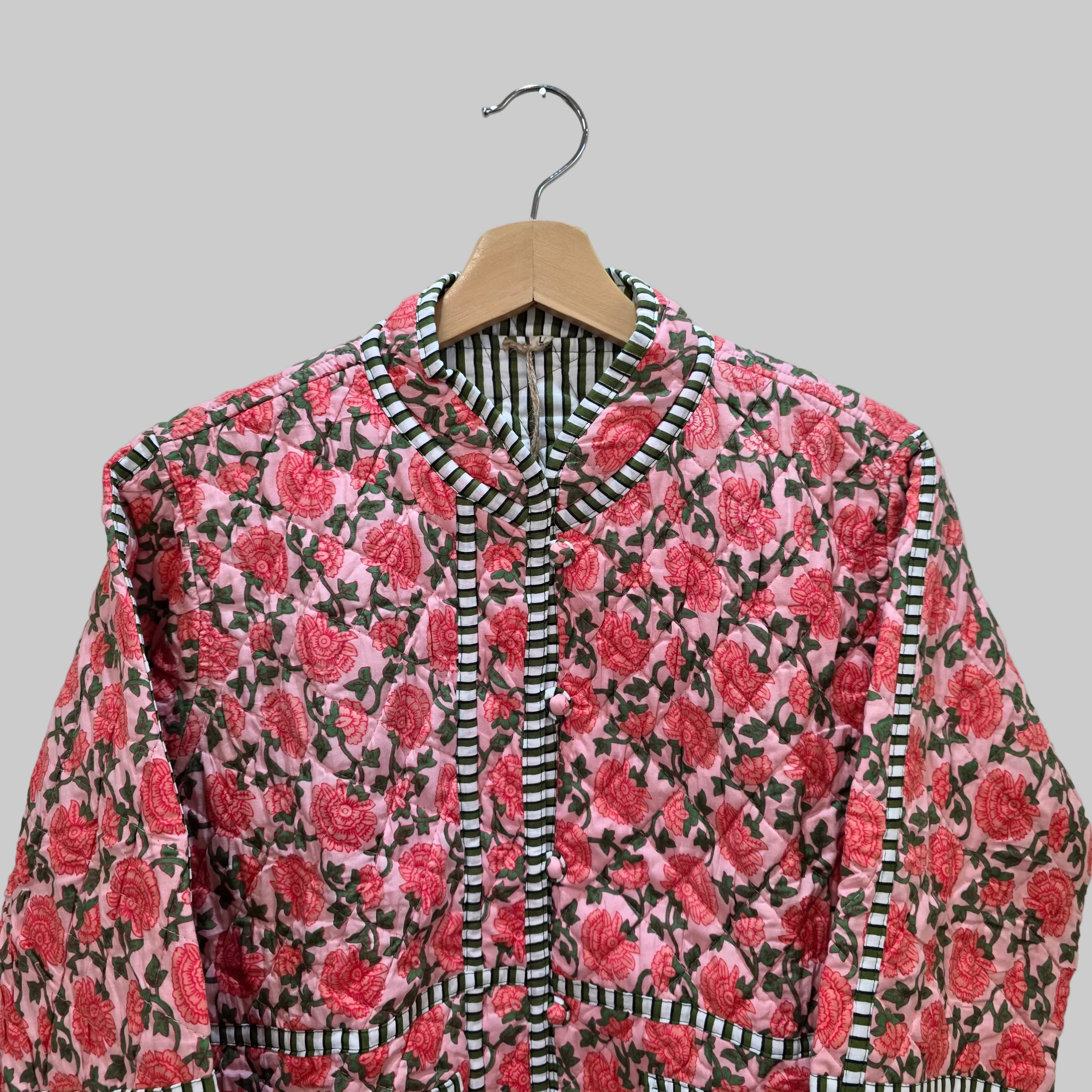 Handblock printed reversible jacket