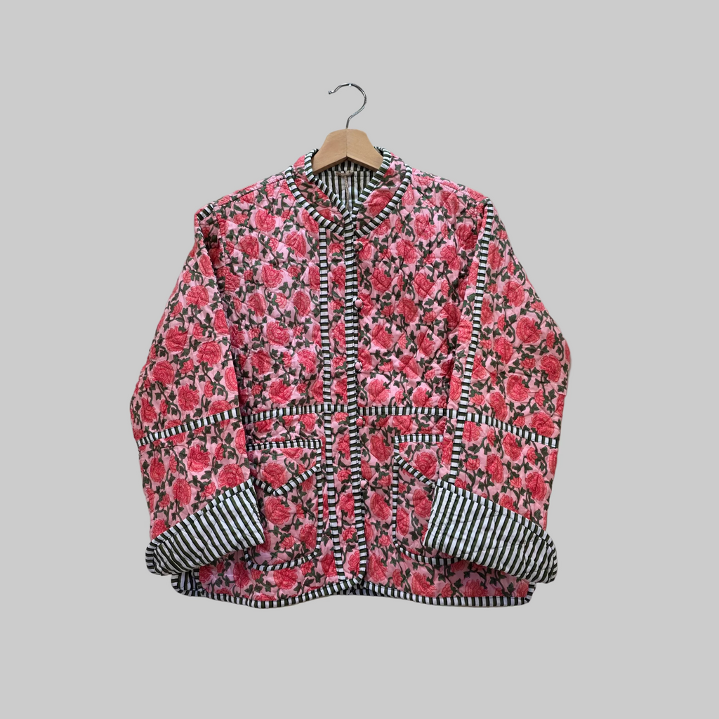Handblock printed reversible jacket