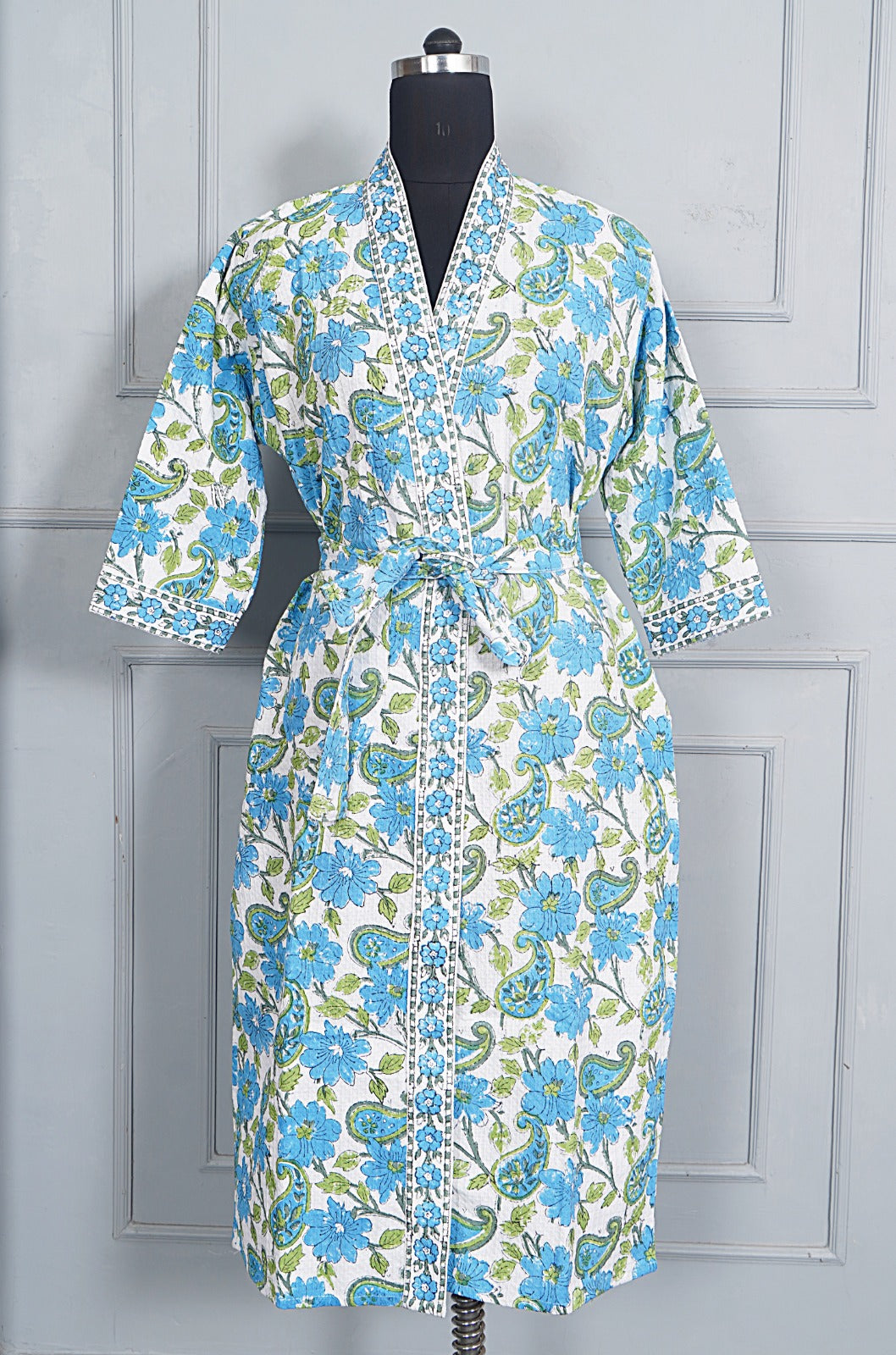Handblock printed Bathrobe