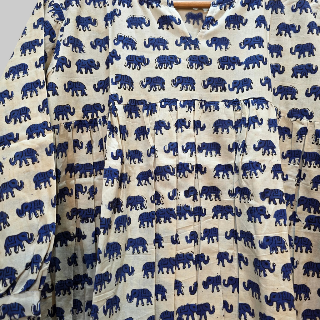 Handblock (Bagru print) Cotton Peplum dress