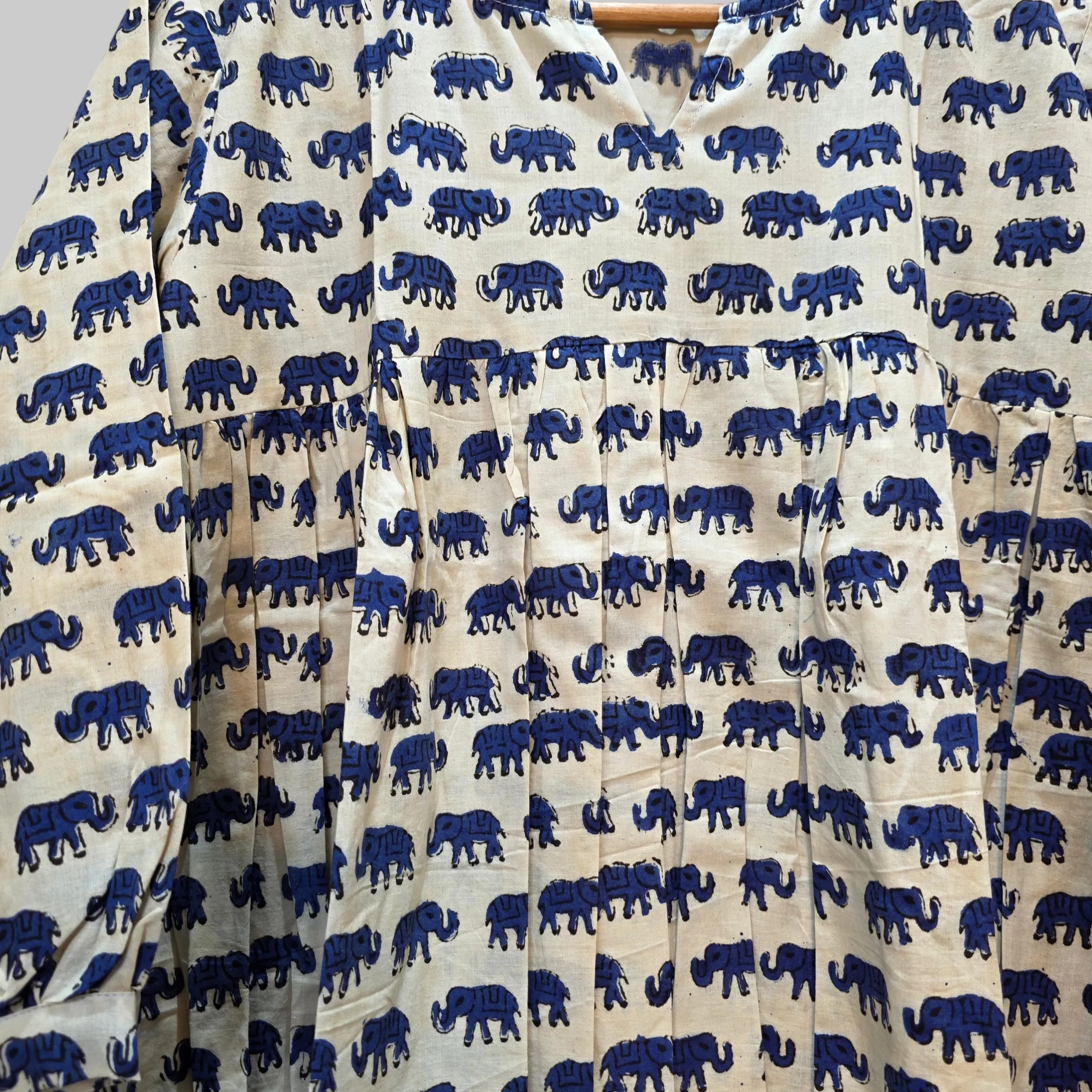 Handblock (Bagru print) Cotton Peplum dress
