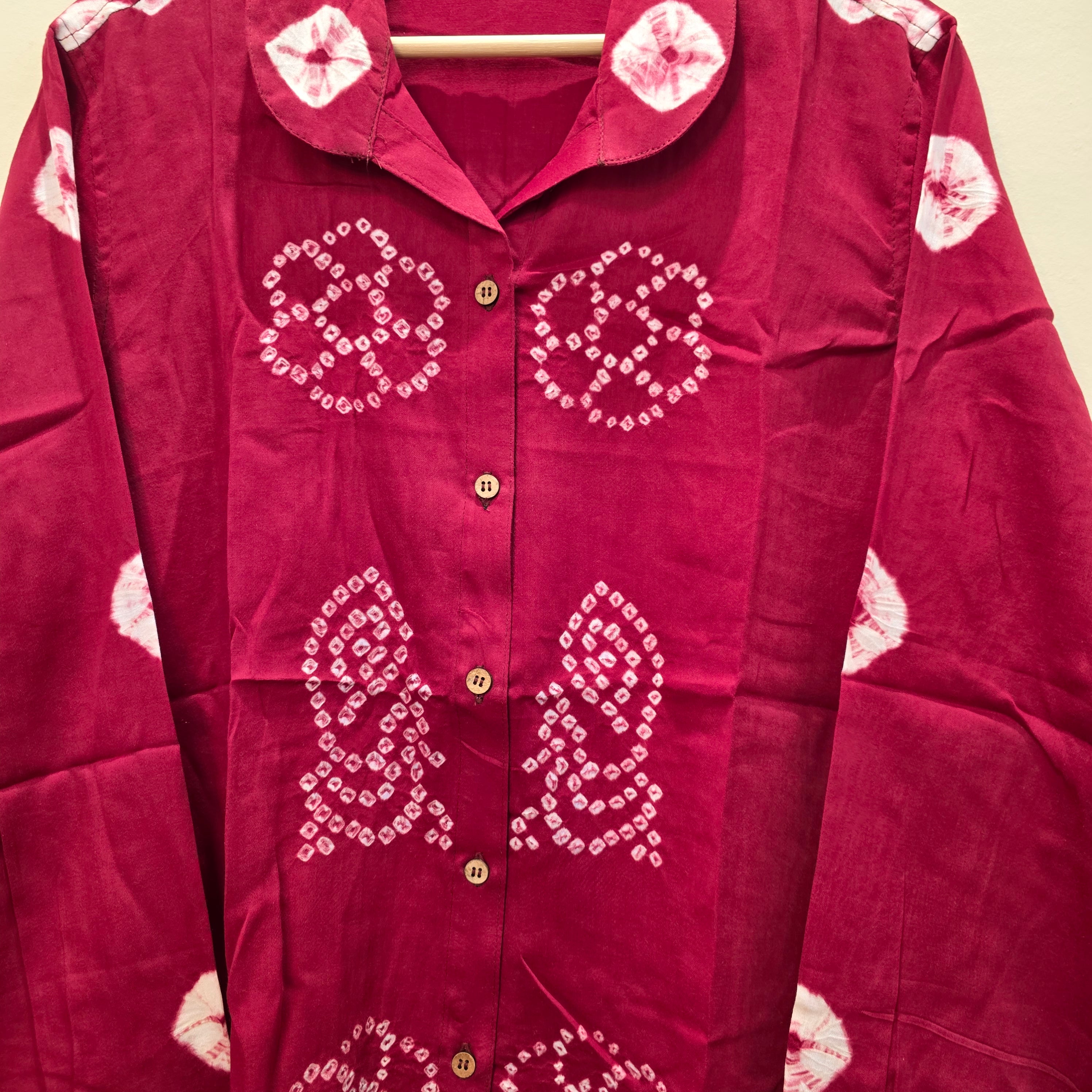 Red Peacock Bandhani Shirt