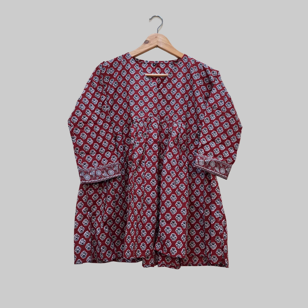 Cotton handblock(Bagru print) peplum top