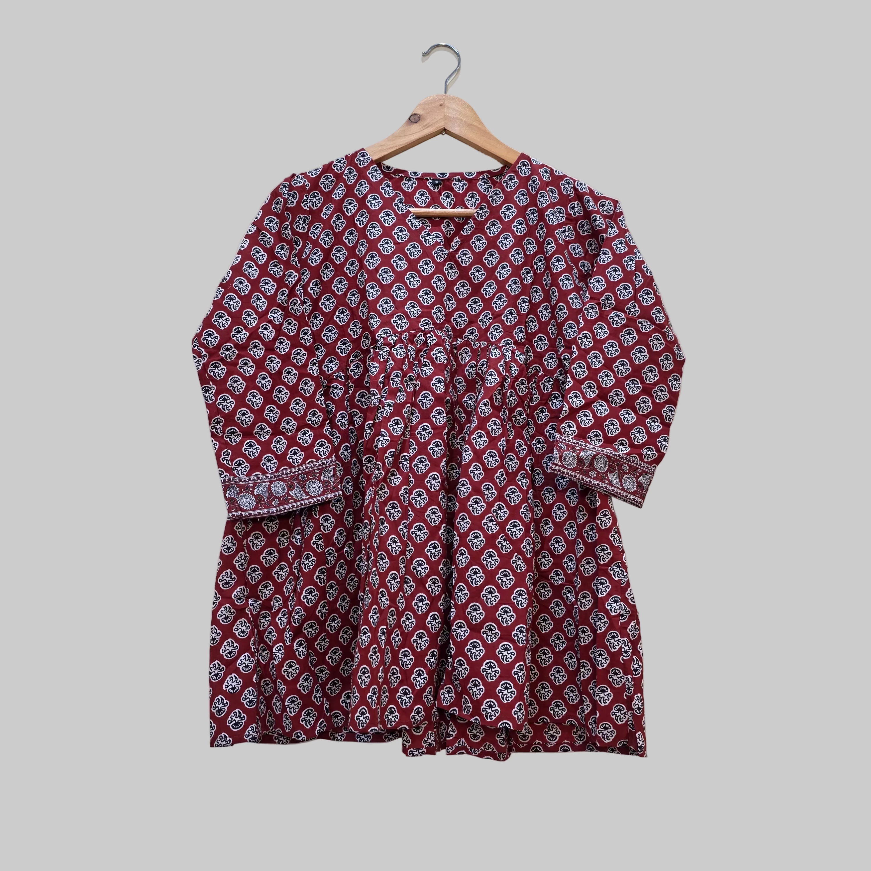 Cotton handblock(Bagru print) peplum top