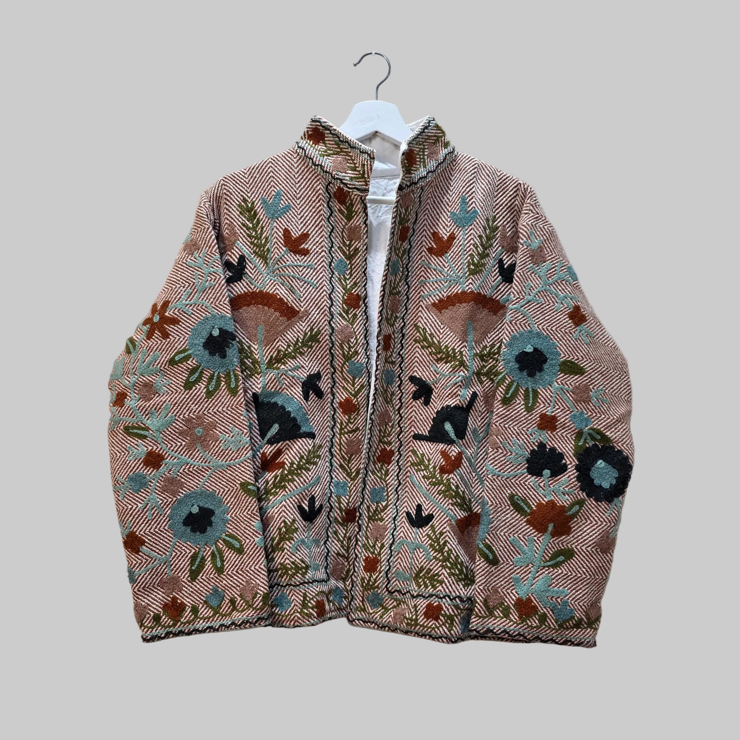 Flower thick Jute Suzani jacket