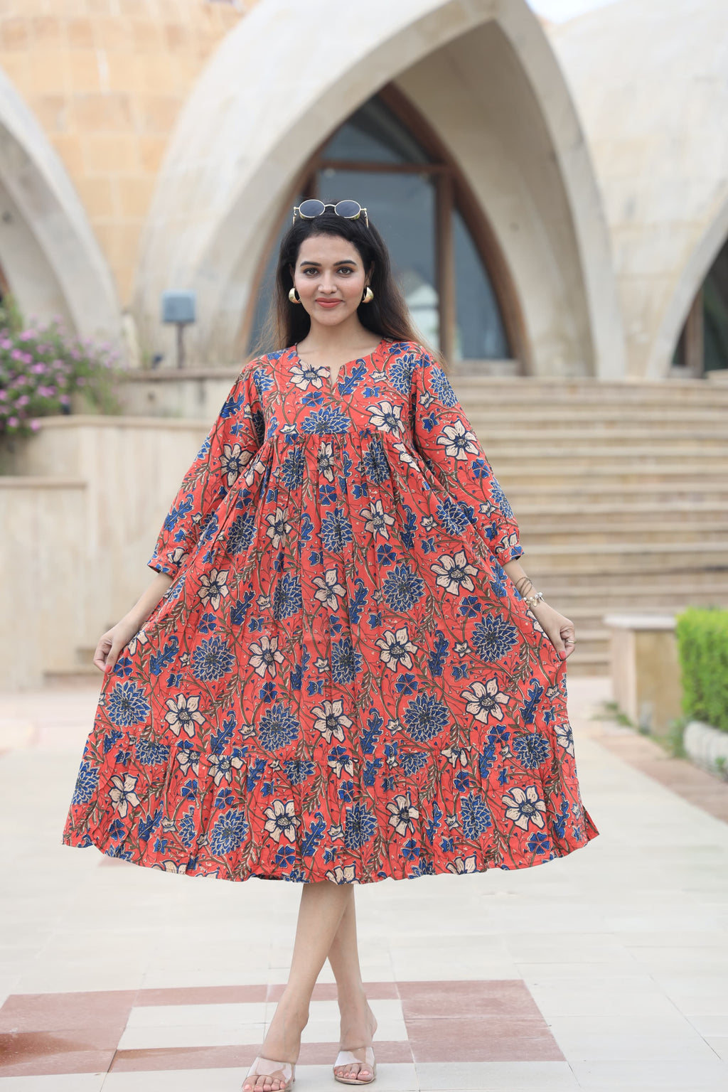 Handblock (Bagru print)Cotton Peplum dress