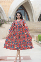 Handblock (Bagru print)Cotton Peplum dress