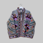 Flower thick Jute Suzani jacket