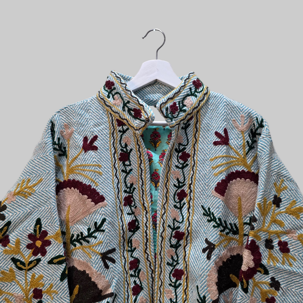 Flower thick Jute Suzani jacket