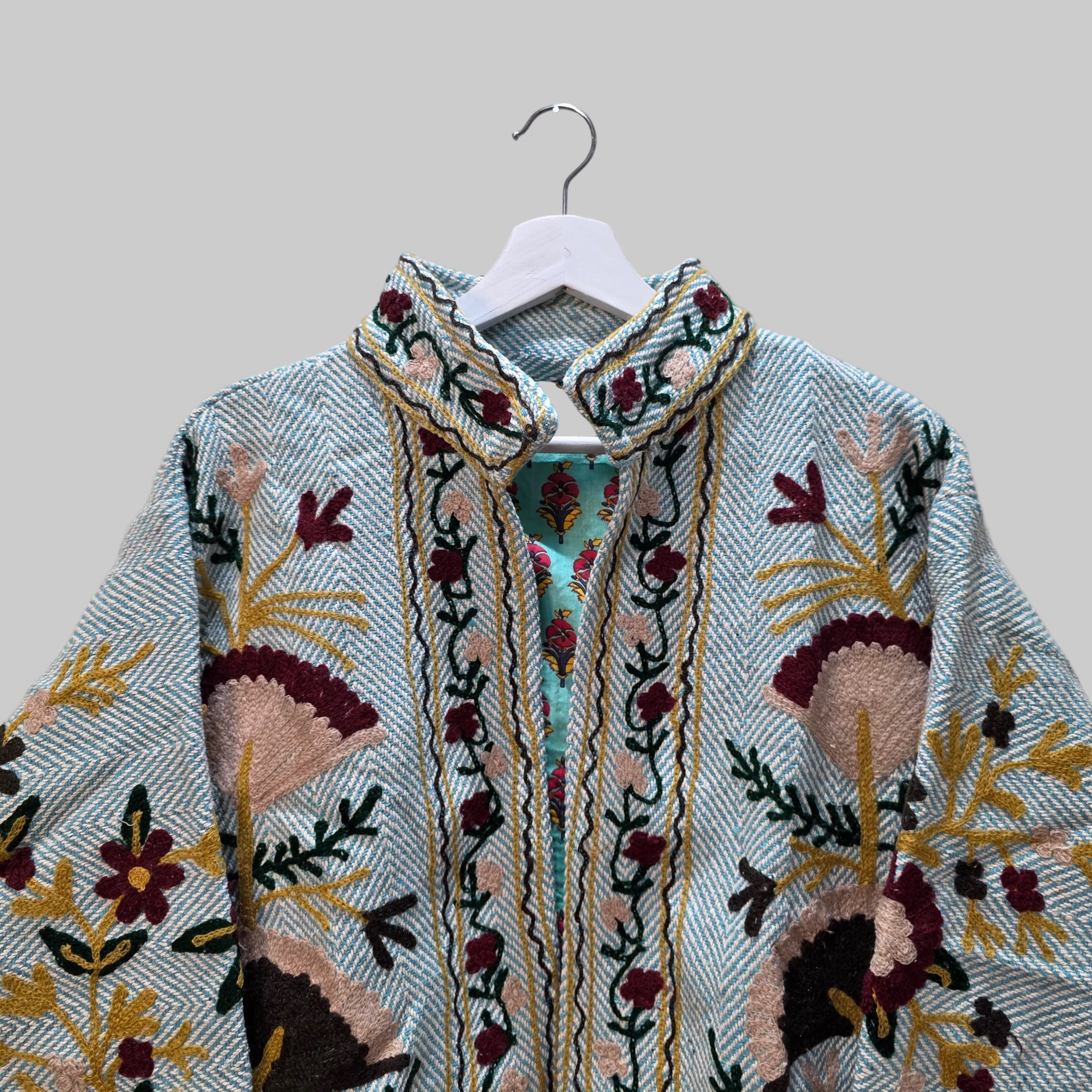 Flower thick Jute Suzani jacket