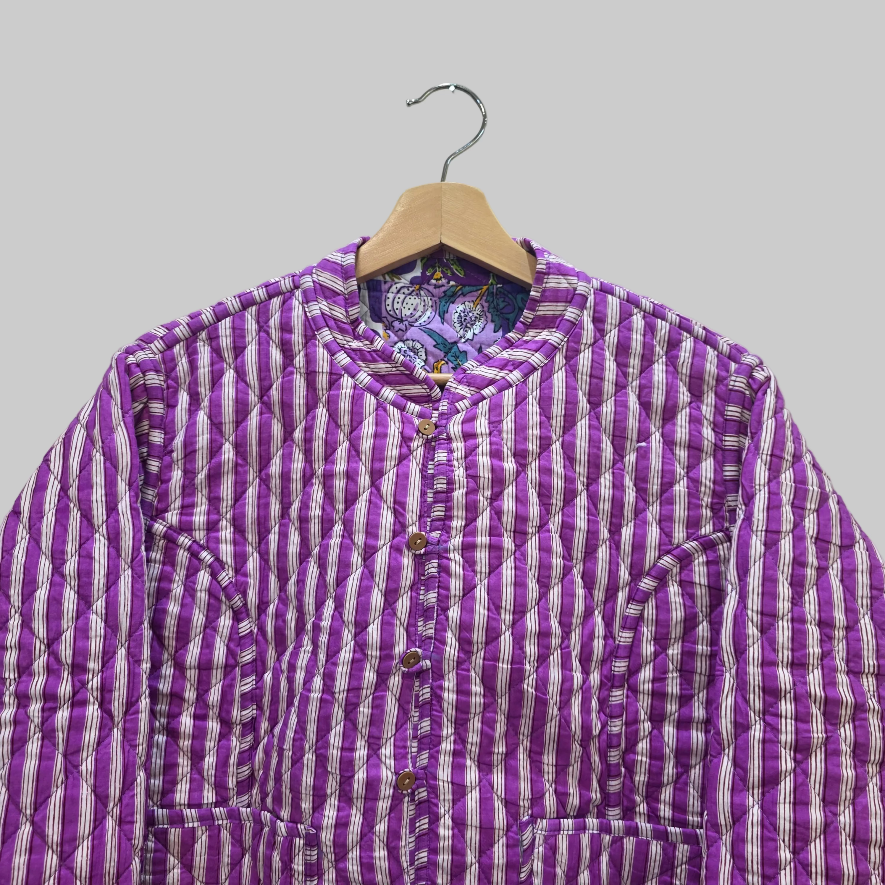 Handblock printed reversible jacket