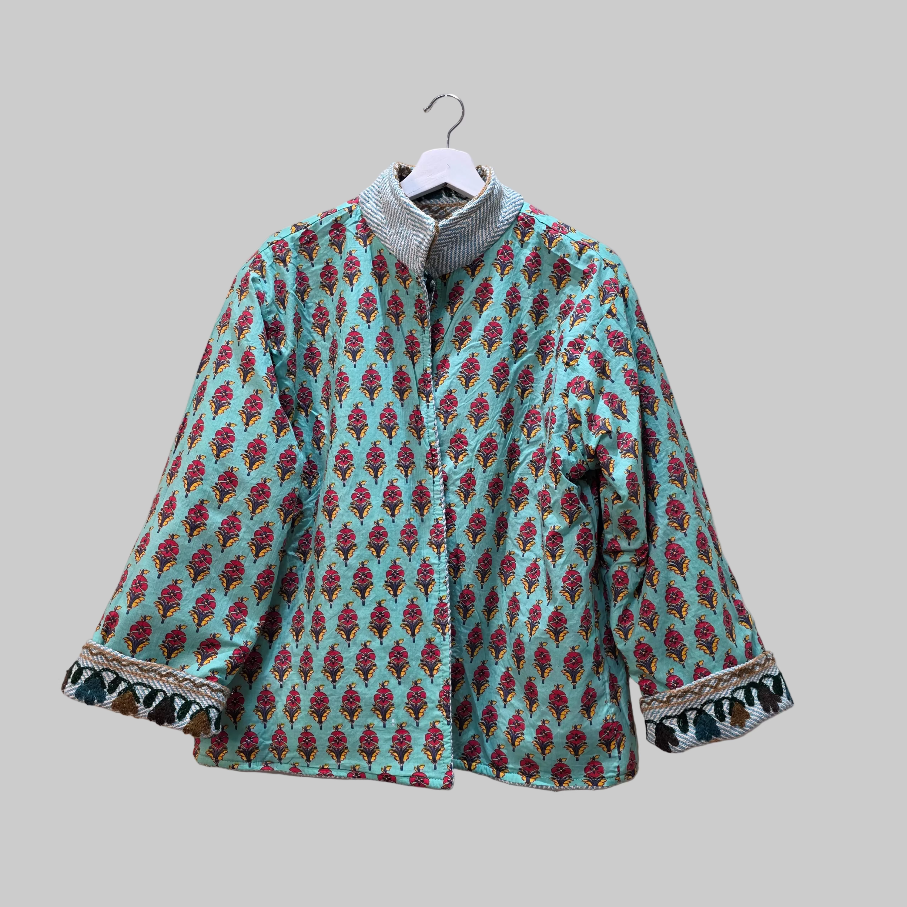 Flower thick Jute Suzani jacket