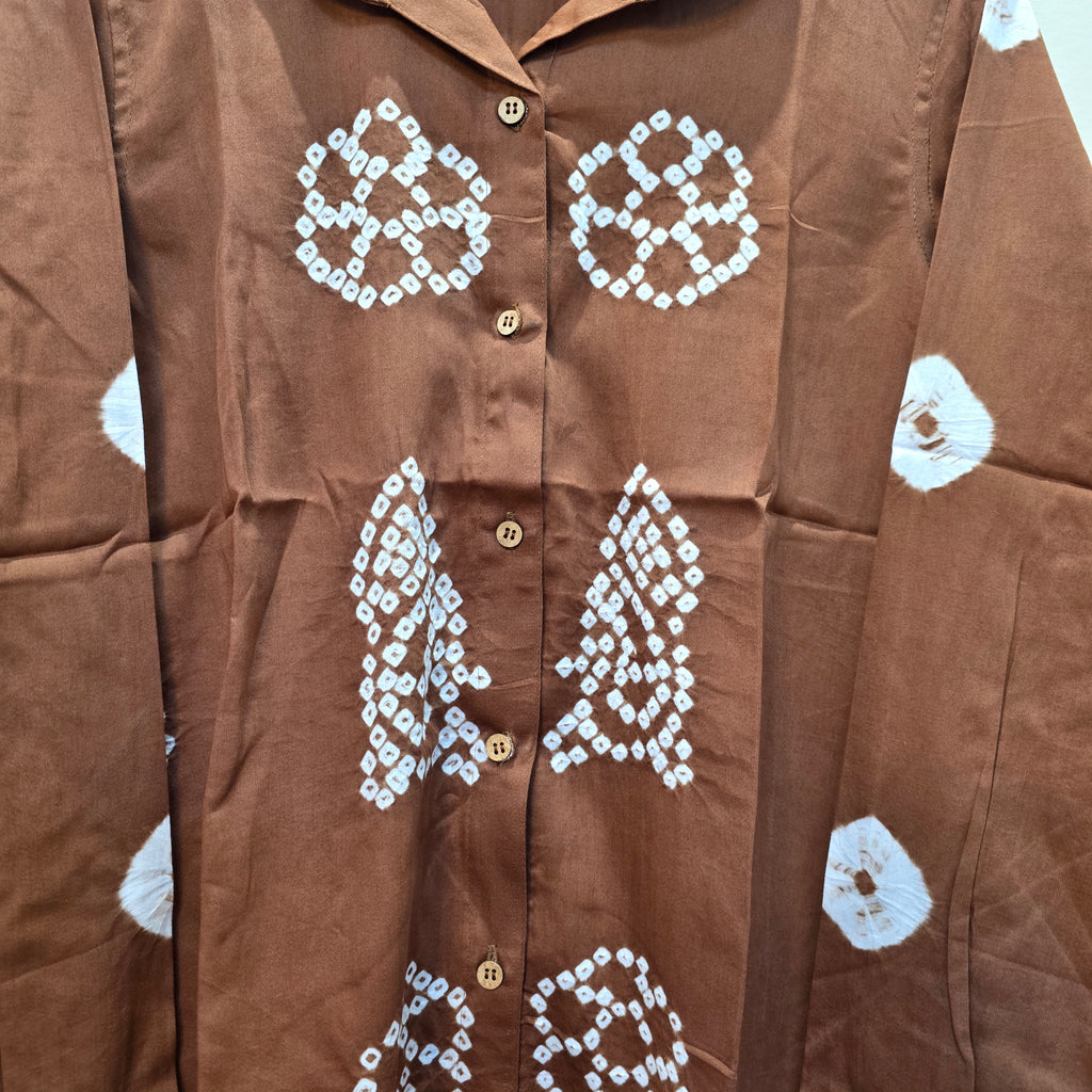 Brown Peacock Bandhani Shirt